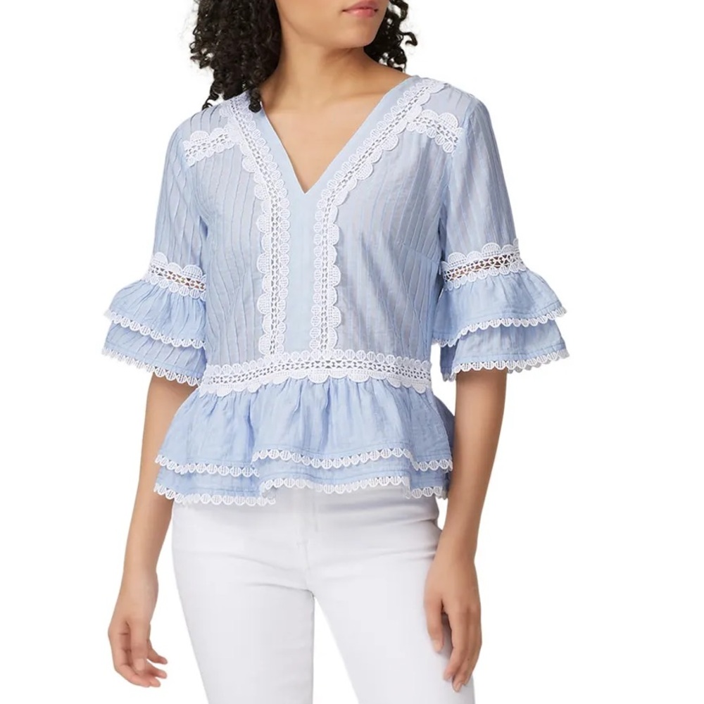 J.Crew Daisylace bell-sleeve top in faded peri blue